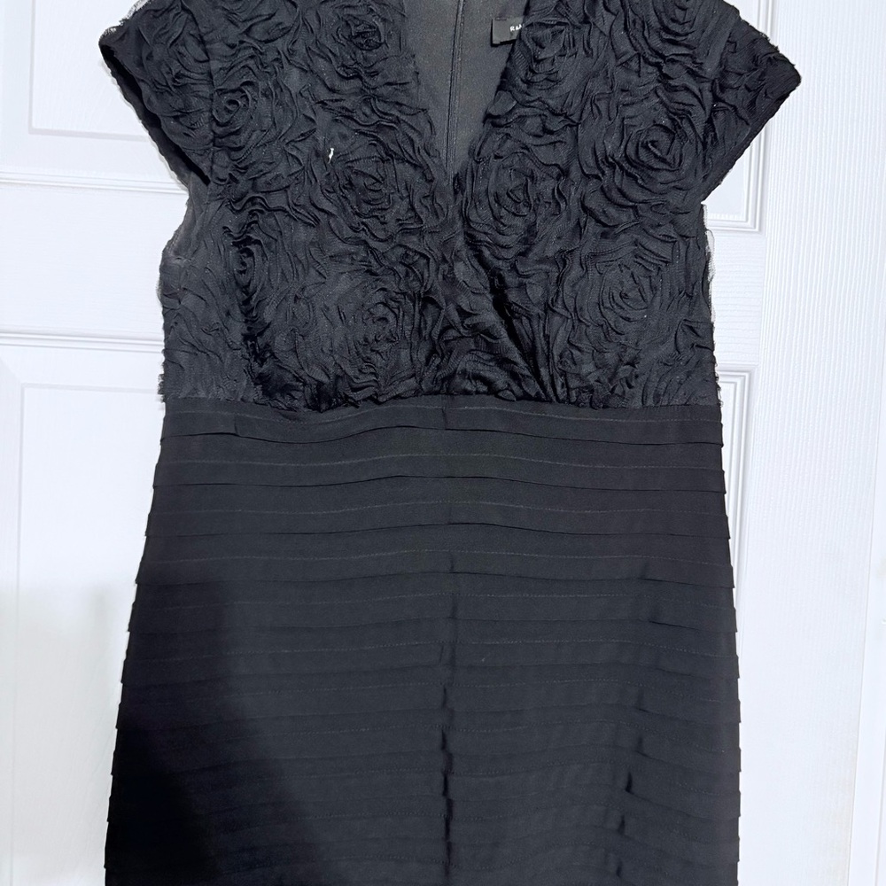 R & M Richards Black Floral Textured Mini Dress